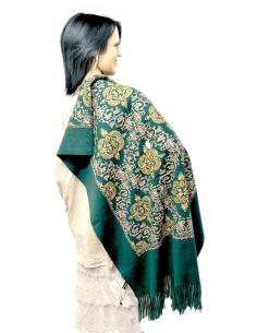 PAÑUELOS VERDES CON BORDADOS TIPO PASHMINA CHAL PARA INVIERNO 2