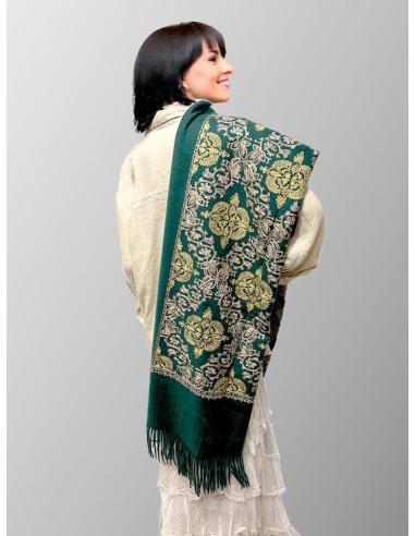 PAÑUELOS VERDES CON BORDADOS TIPO PASHMINA CHAL PARA INVIERNO