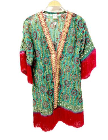 KIMONOS GASA VERDES Y FUCSIAS DE FLECOS GYPSY CHIC