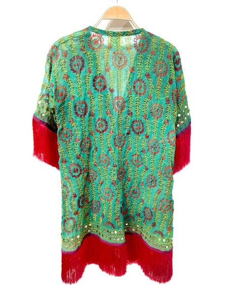 KIMONOS GASA VERDES Y FUCSIAS DE FLECOS GYPSY CHIC