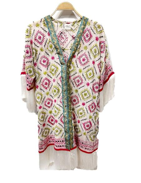 KIMONOS SEDA BLANCOS Y TURQUESAS ESTILO IBICENCO DECORACION ESPEJOS