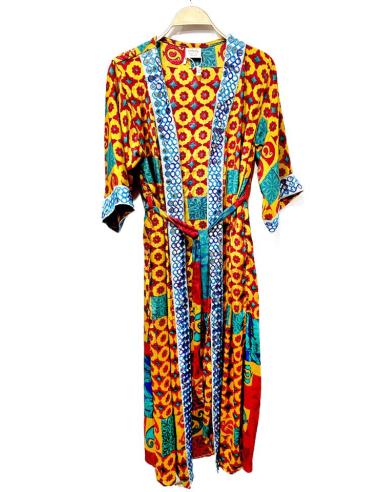 KIMONOS MUJER DE SEDA LARGOS CON MANDALA ESTILO GYPSY CHIC