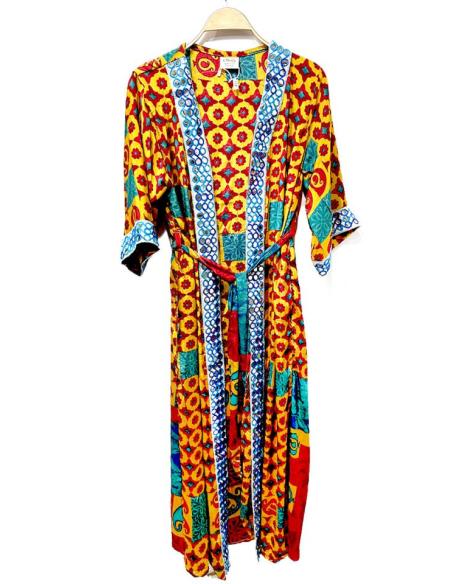 KIMONOS MUJER DE SEDA LARGOS CON MANDALA ESTILO GYPSY CHIC