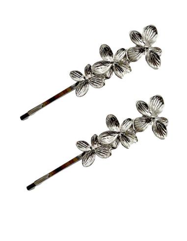 HORQUILLAS PELO PLATEADAS CON FLORES | EL JARDIN DEL DESEO