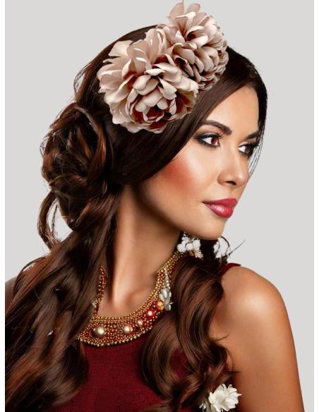 DIADEMAS PARA INVITADAS DE BODA CON FLORES BEIGE | EL JARDIN DEL DESEO