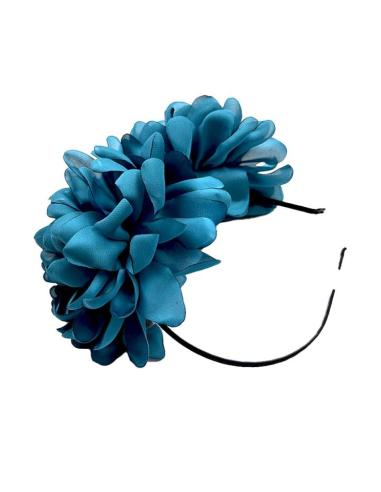 DIADEMAS INVITADA BODA CON FLORES AZULES PETROLEO | EL JARDIN DEL DESEO