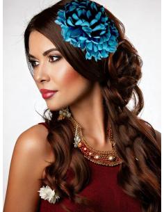 DIADEMAS INVITADA BODA CON FLORES AZULES PETROLEO | EL JARDIN DEL DESEO 2