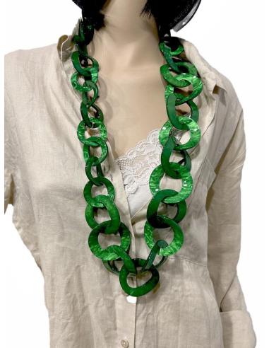 COLLARES VERDES LARGOS DE ESLABONES DE MODA
