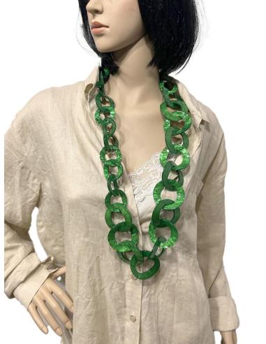 COLLARES VERDES LARGOS DE ESLABONES DE MODA