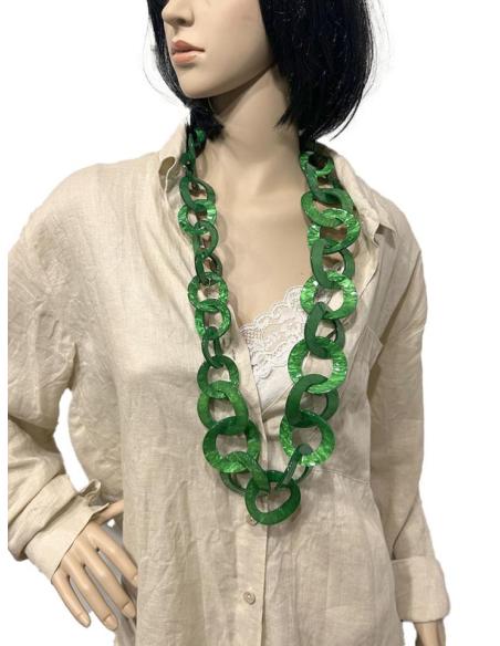 COLLARES VERDES LARGOS DE ESLABONES DE MODA