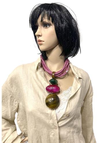 COLLARES BUGAMBILIAS CON COLGANTE DE ASTA AFRICA | EL JARDIN DEL DESEO