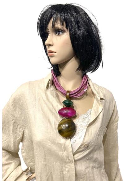 COLLARES BUGAMBILIAS CON COLGANTE DE ASTA AFRICA | EL JARDIN DEL DESEO