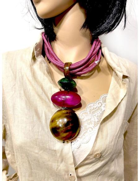 COLLARES BUGAMBILIAS CON COLGANTE DE ASTA AFRICA | EL JARDIN DEL DESEO