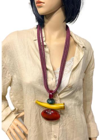 COLLARES VINO BURDEOS Y PRECIOSO COLGANTE TRIBAL | EL JARDIN DEL DESEO