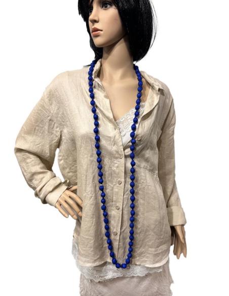 COLLARES AZULONES DE TELA Y MADERA | EL JARDIN DEL DESEO