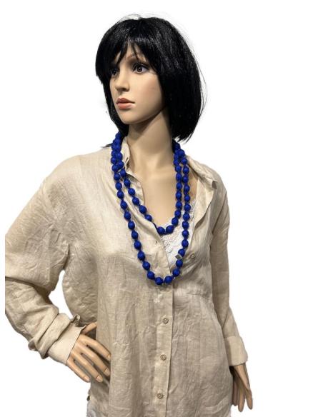 COLLARES AZULONES DE TELA Y MADERA | EL JARDIN DEL DESEO