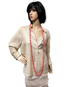COLLARES CORALES DE MUJER DE TELA Y MADERA | EL JARDIN DEL DESEO
