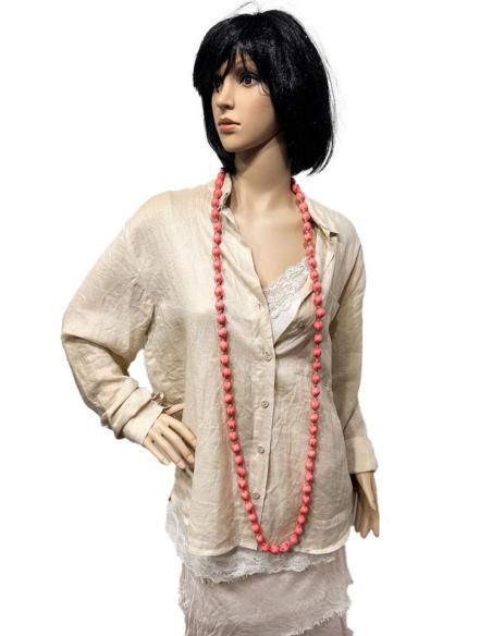 COLLARES CORALES DE MUJER DE TELA Y MADERA | EL JARDIN DEL DESEO