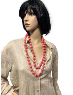 COLLARES CORALES DE MUJER DE TELA Y MADERA | EL JARDIN DEL DESEO 2