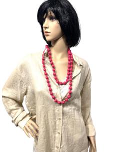 COLLARES FUCSIAS DE MUJER DE TELA Y MADERA | EL JARDIN DEL DESEO 2