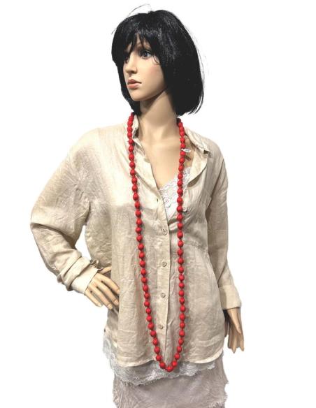 COLLARES ROJOS DE MUJER DE TELA Y MADERA | EL JARDIN DEL DESEO