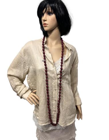 COLLARES GRANATES DE MUJER DE TELA Y MADERA | EL JARDIN DEL DESEO