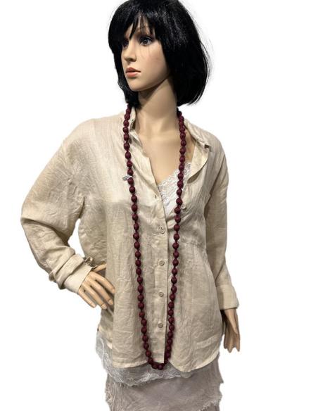 COLLARES GRANATES DE MUJER DE TELA Y MADERA | EL JARDIN DEL DESEO