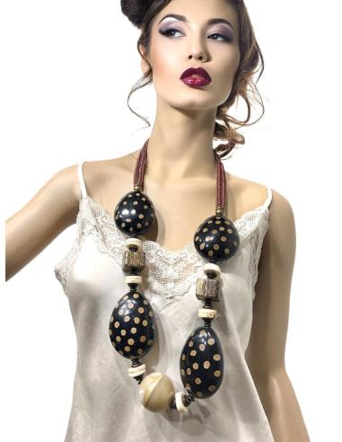 COLLARES DE ASTA CON LUNARES EN NEGRO Y MARRONES | EL JARDIN DEL DESEO