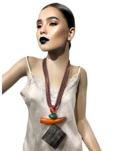 COLLARES MARRONES CON EXOTICO COLMILLO TRIBAL | EL JARDIN DEL DESEO