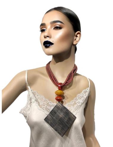 COLLARES CORTOS TEJA ESTILO TRIBAL | EL JARDIN DEL DESEO