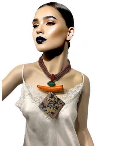 COLLARES MARRONES PARA MUJER CON COLMILLO TRIBAL | EL JARDIN DEL DESEO