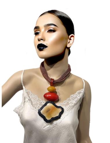 COLLARES MUJER DE ASTA MARRONES CORTOS | EL JARDIN DEL DESEO