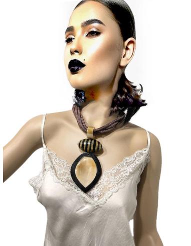 COLLARES ETNICOS MARRONES CON COLGANTE DE ASTA | EL JARDIN DEL DESEO