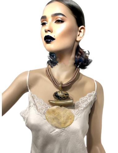 COLLARES MARRONES TOFFEE CON COLMILLO ASTA | EL JARDIN DEL DESEO