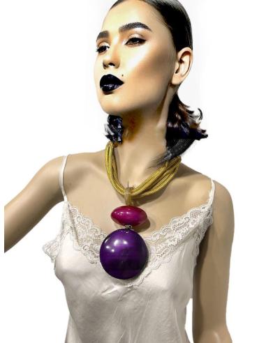 COLLARES CORTOS TRIBALES DE ASTA MOSTAZAS OCRE | EL JARDIN DEL DESEO