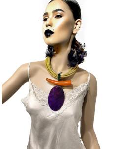 COLLARES CORTOS MOSTAZAS DE ASTA Y TEXTIL | EL JARDIN DEL DESEO