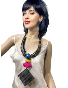 COLLARES ETNICOS NEGROS Y FUCSIAS ASTA Y MADERA | EL JARDIN DEL DESEO