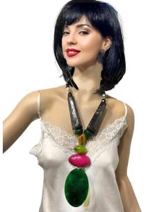 COLLARES BOHO DE MADERA LAVA Y ASTA VERDE | EL JARDIN DEL DESEO