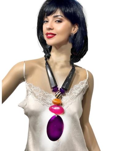 COLLARES MORADOS BOHO CHIC DE MADERA LAVA Y ASTA | EL JARDIN DEL DESEO