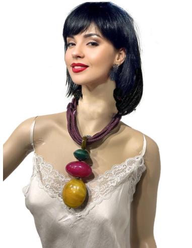 COLLARES MORADOS Y COLGANTE TRICOLOR ASTA | EL JARDIN DEL DESEO