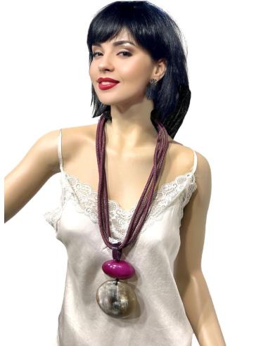 COLLARES TRIBALES MORADOS Y MEDALLON ASTA | EL JARDIN DEL DESEO