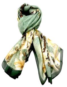 PAÑUELOS SEDA VERDES PINTURAS ALMENDROS | EL JARDIN DEL DESEO 2