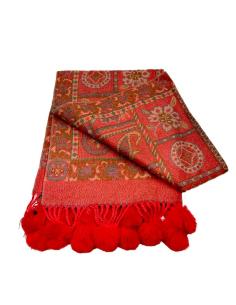 BUFANDAS MUJER ROJAS CON POMPONES PELO CONEJO | EL JARDIN DEL DESEO 2