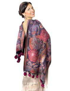 BUFANDAS MUJER FUCSIAS Y MORADAS CON POMPONES | EL JARDIN DEL DESEO 2