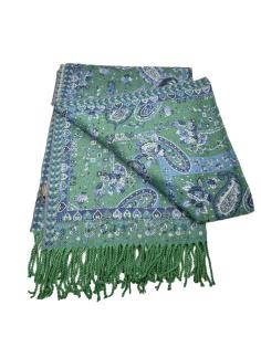 Imagen del producto BUFANDAS MUJER VERDES Y AZULES CON FLECOS | EL JARDIN DEL DESEO