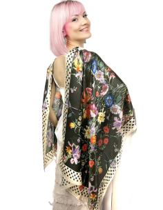 PAÑUELOS MUJER NEGROS CON BONITAS FLORES | EL JARDIN DEL DESEO