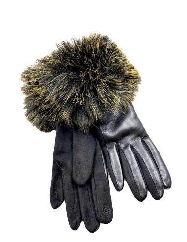 GUANTES MODA NEGROS CON PUÑO PELO | EL JARDIN DEL DESEO