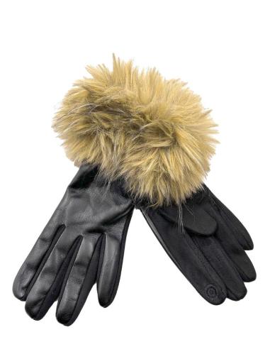 GUANTES NEGROS Y MARRONES CON PUÑO DE PELO | EL JARDIN DEL DESEO