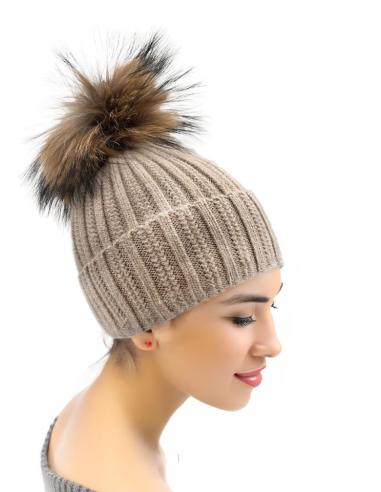 GORROS MARRONES CLARO DE INVIERNO Y POMPON PELO | EL JARDIN DEL DESEO