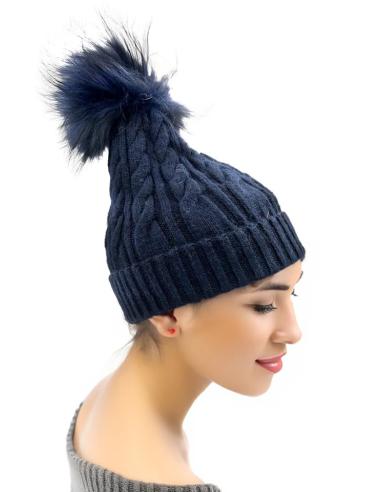 GORROS MUJER AZULES MARINO DE PUNTO Y PELO | EL JARDIN DEL DESEO